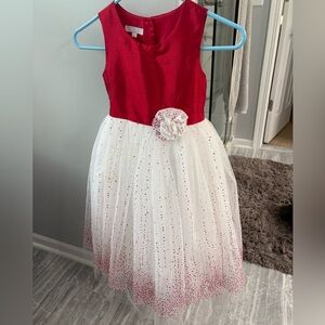 Elegant Red and White Kids Dress